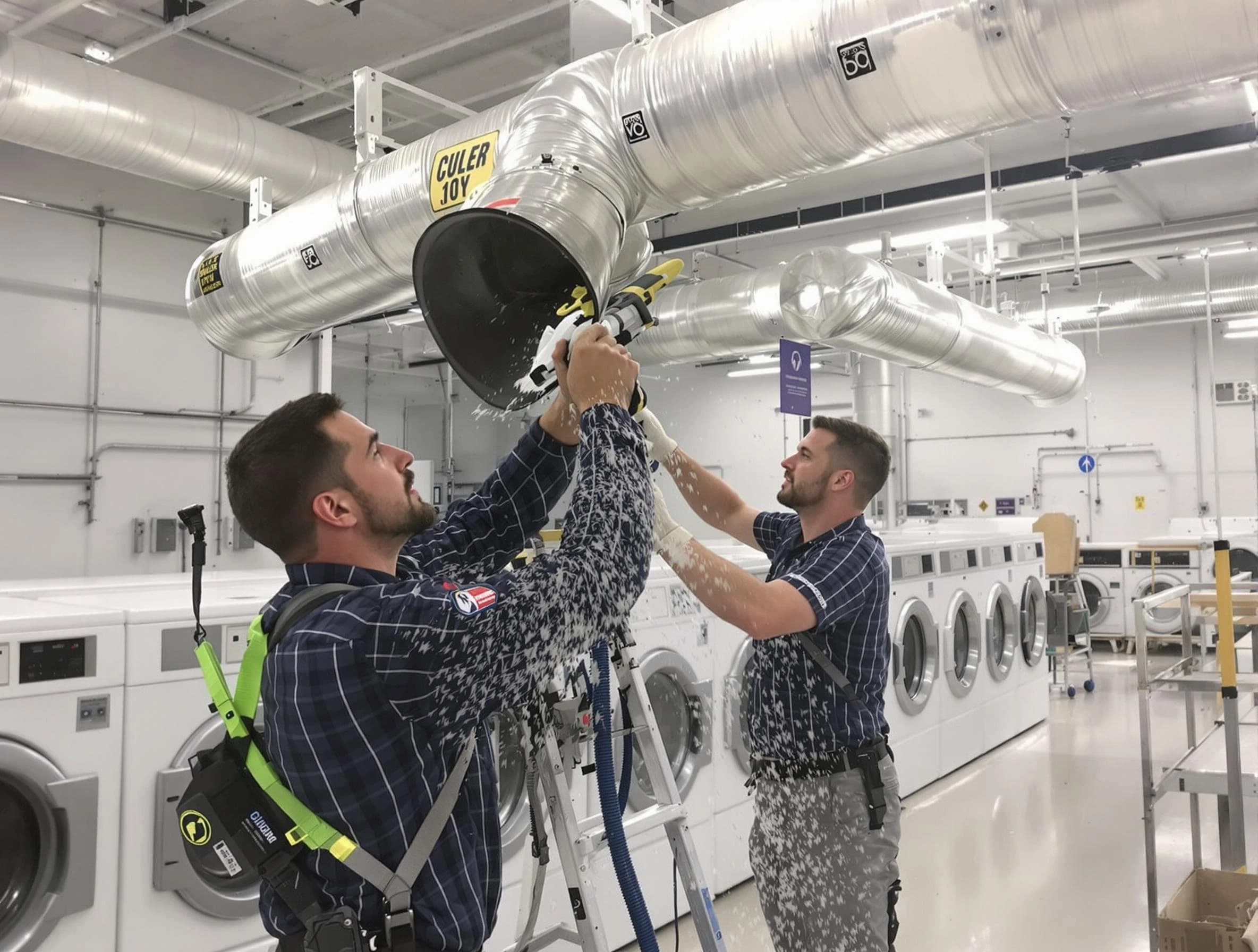 Westminster Dryer Vent Cleaning team performing large-scale commercial dryer vent cleaning in Westminster