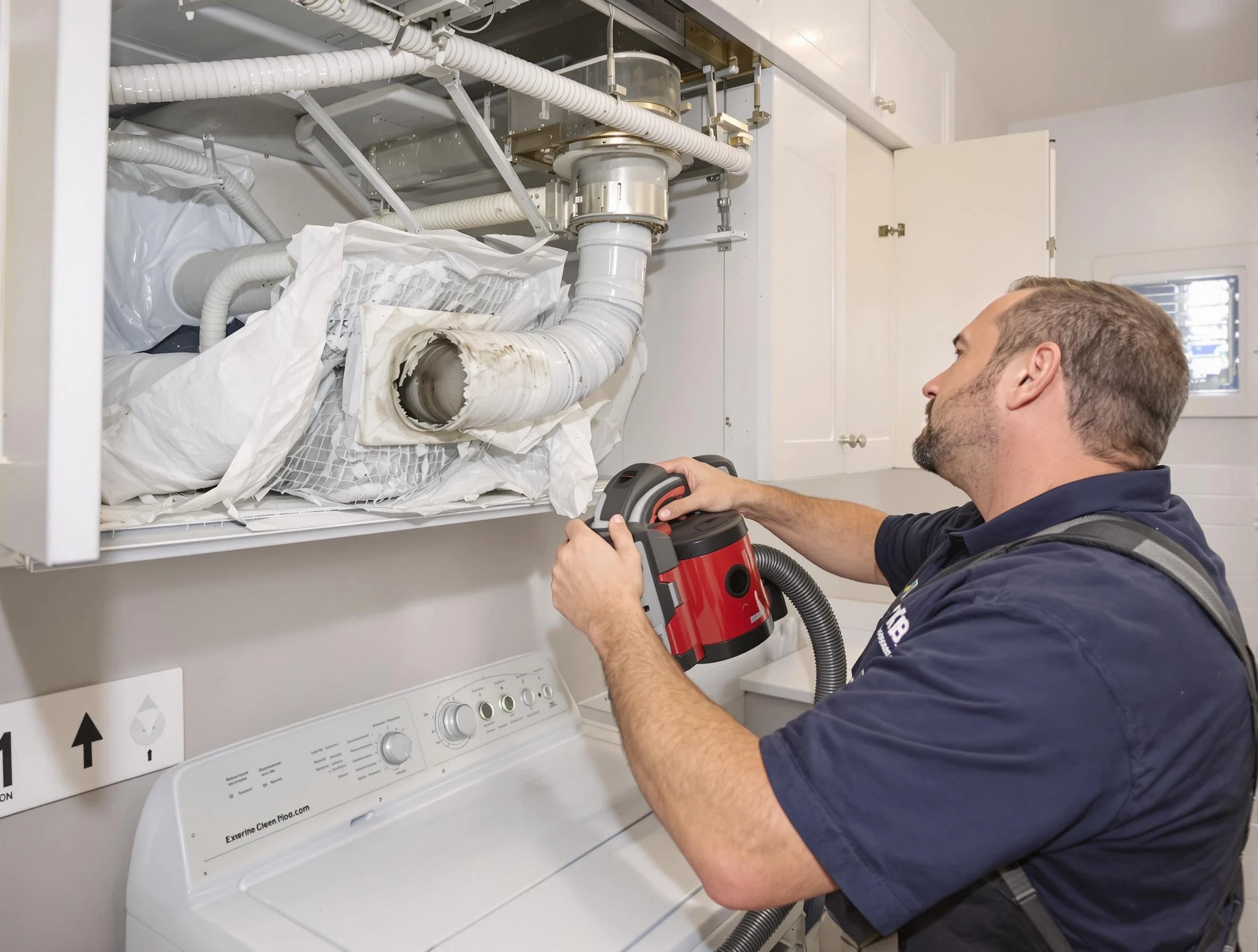 Westminster Dryer Vent Cleaning technician performing professional exhaust vent cleaning at a residential property in Westminster