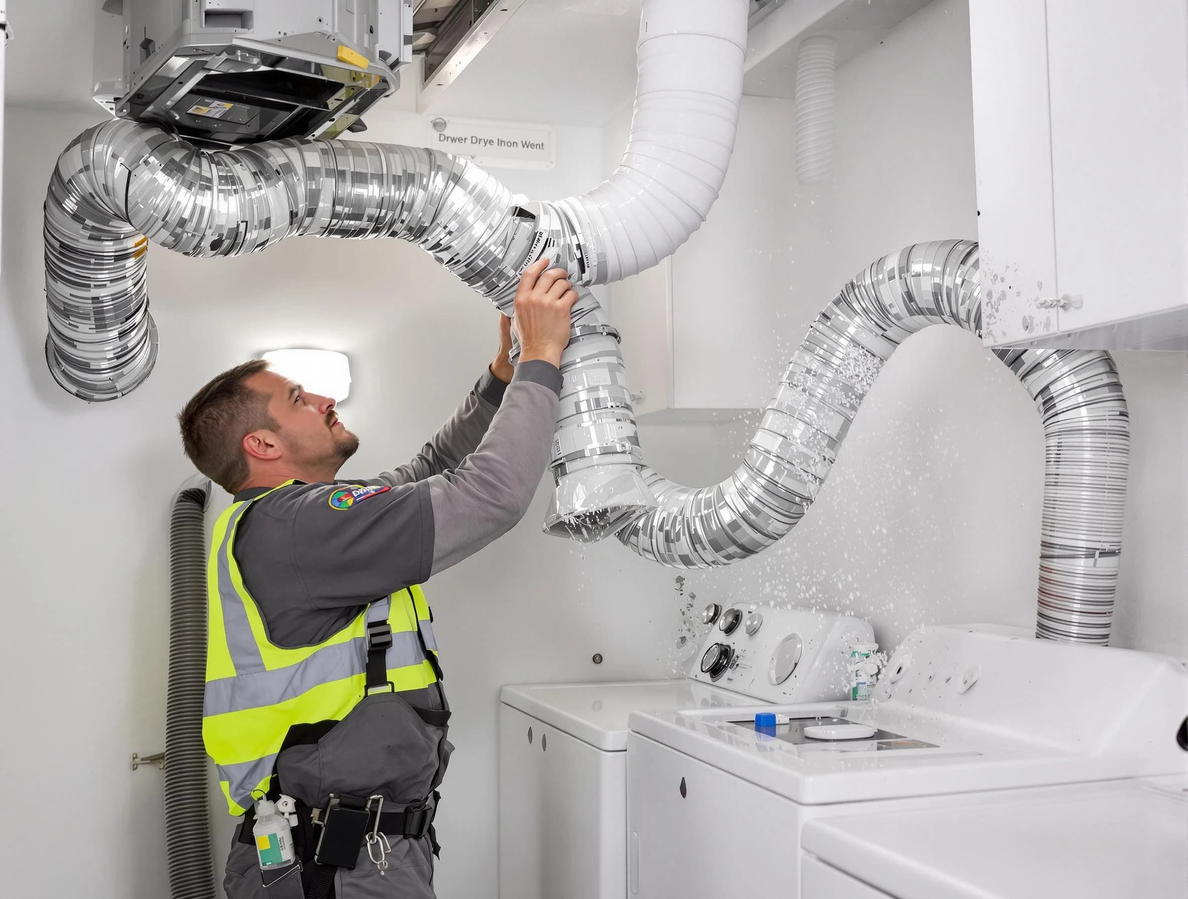 Westminster Dryer Vent Cleaning technician performing detailed dryer exhaust vent cleaning at a home in Westminster