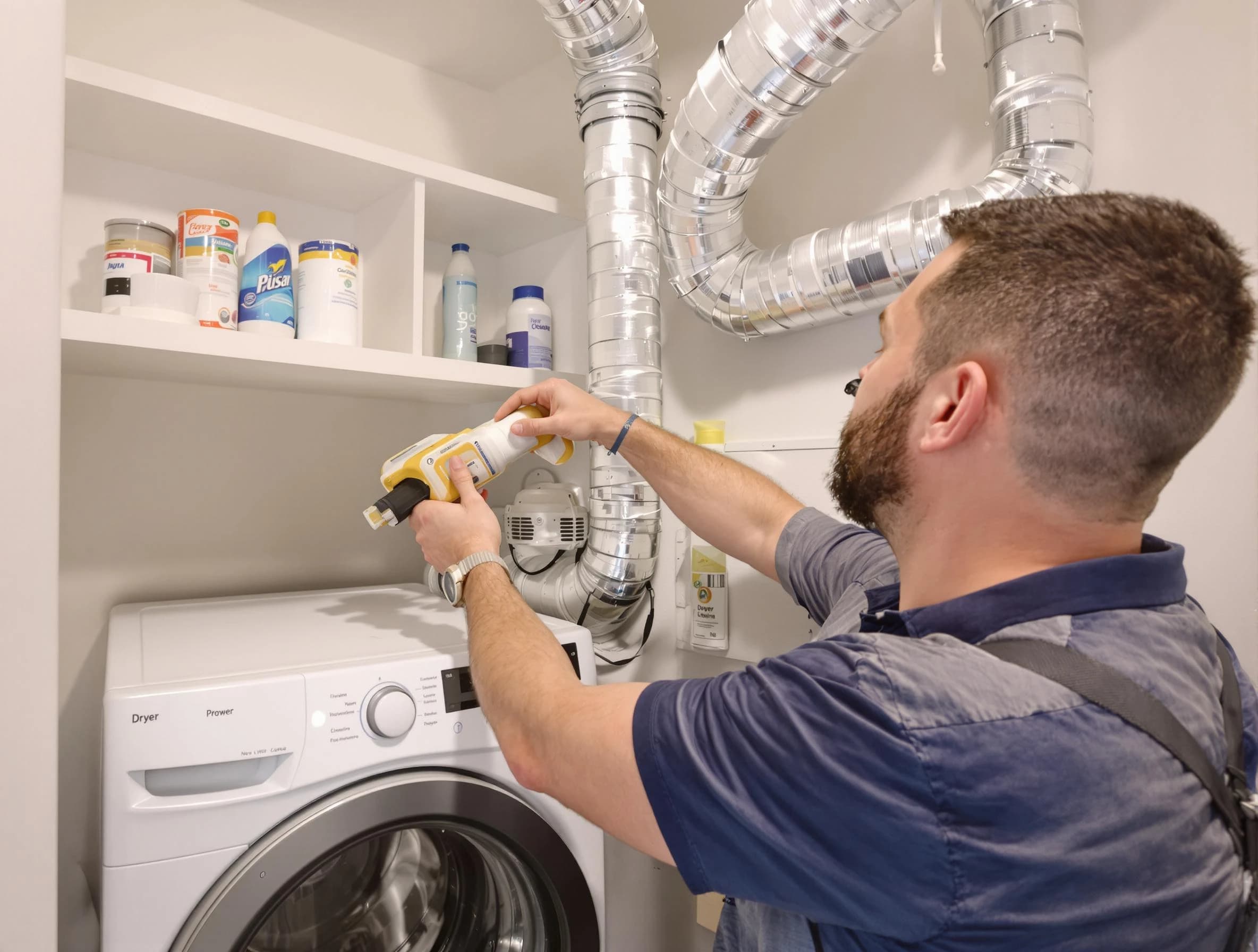 Westminster Dryer Vent Cleaning technician performing dryer vent cleaning at a home in Westminster