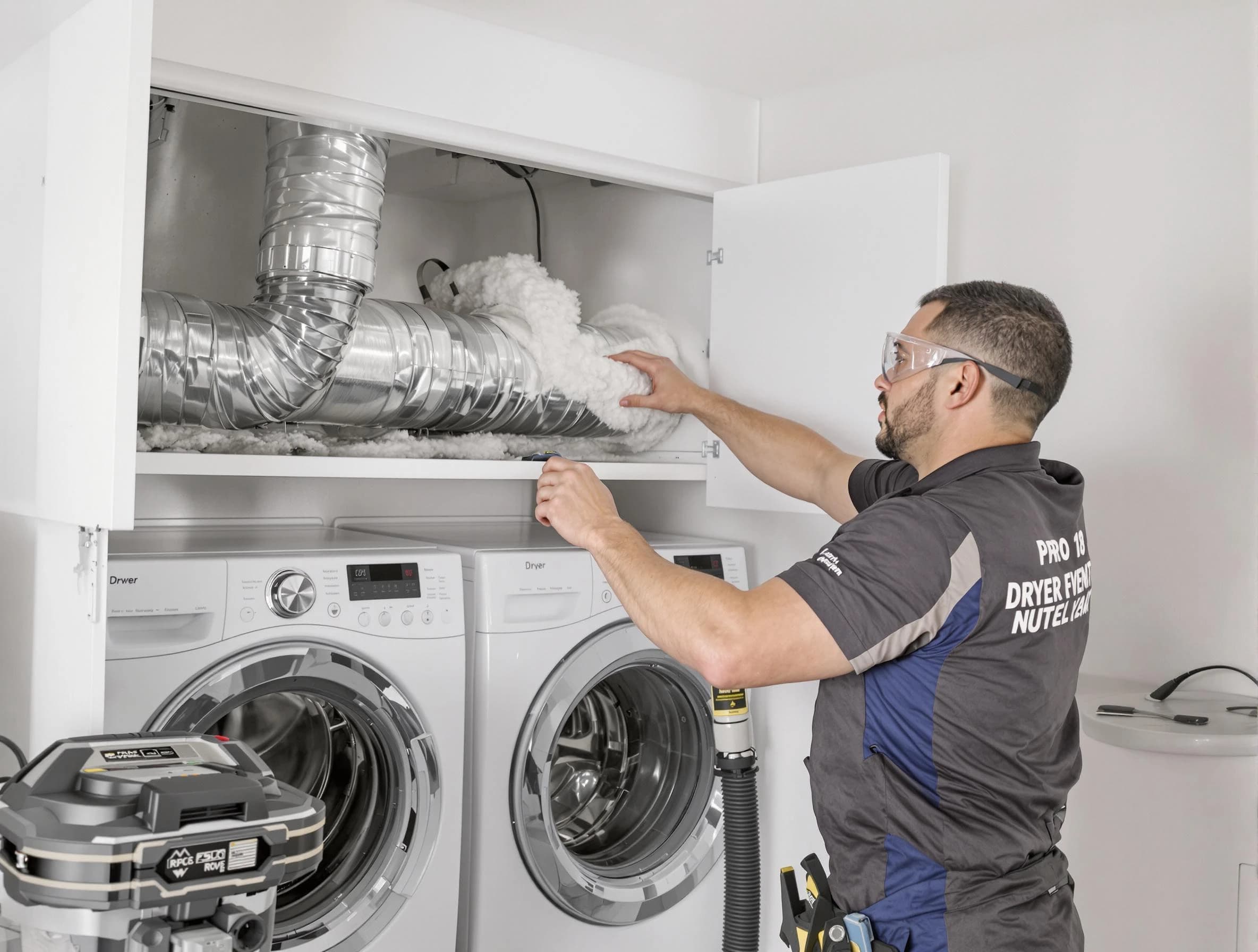 Westminster Dryer Vent Cleaning certified technician performing specialized gas dryer vent cleaning in Westminster