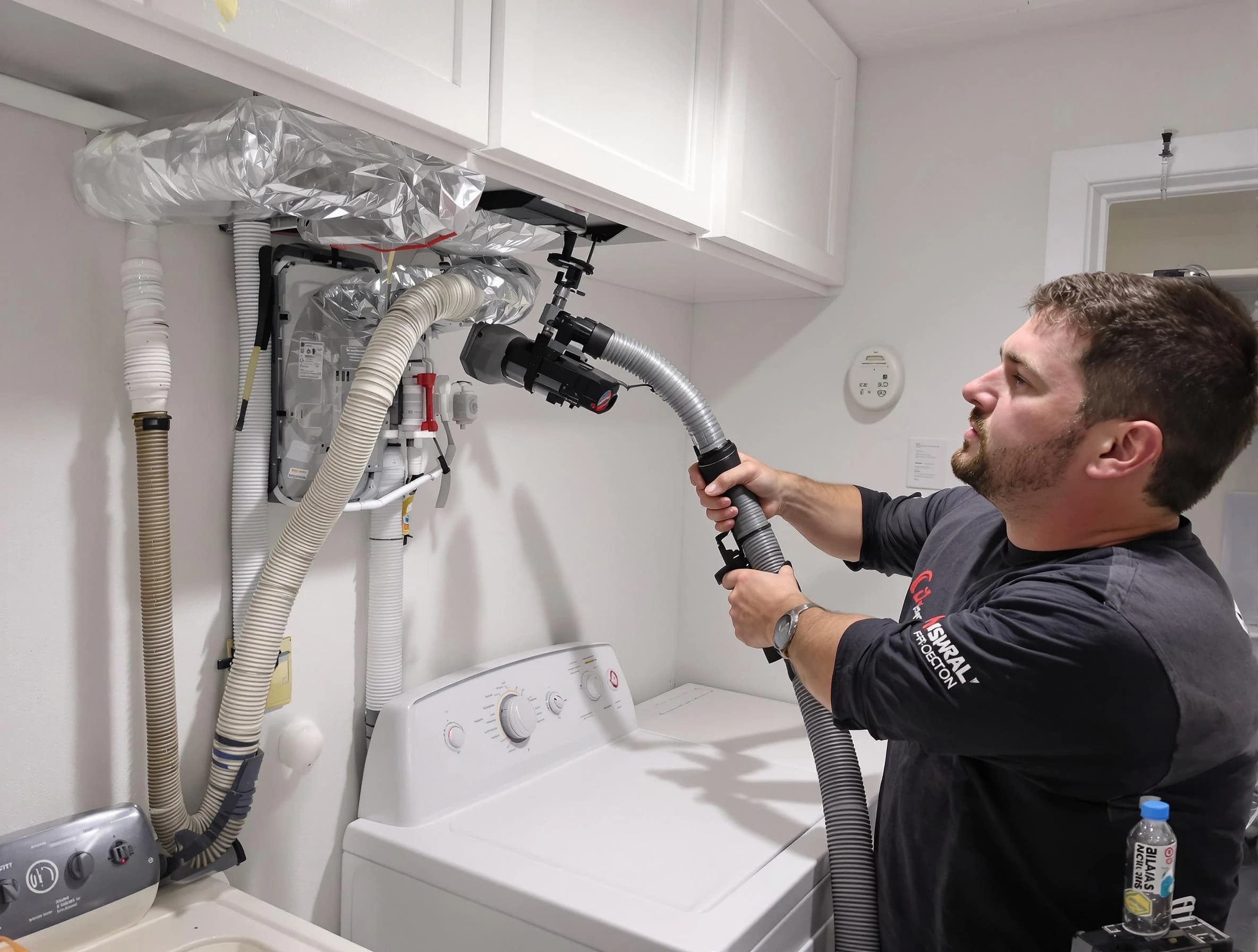 Westminster Dryer Vent Cleaning certified technician performing safety-focused gas dryer vent cleaning in Westminster