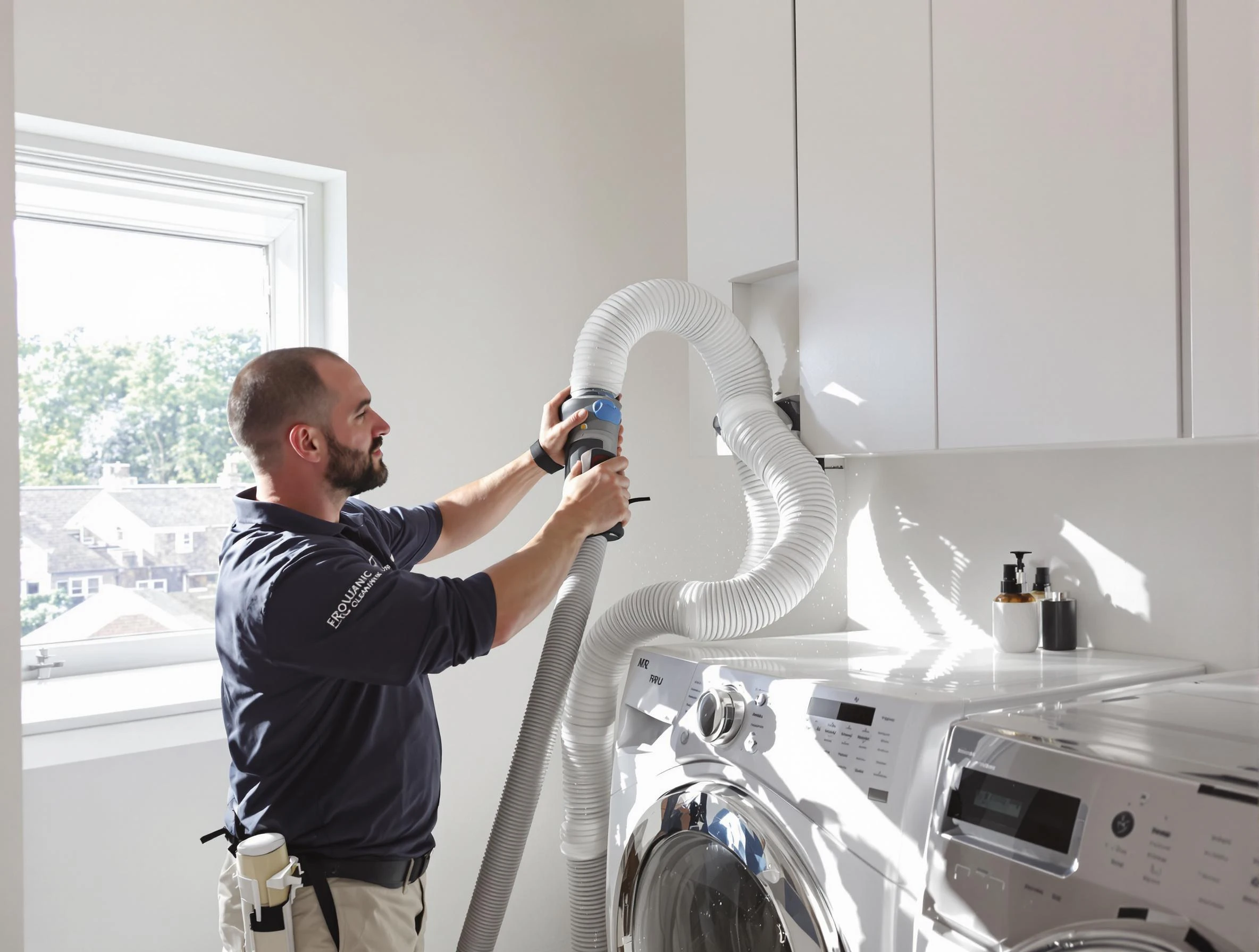Certified Westminster Dryer Vent Cleaning technician performing dryer vent cleaning in Westminster